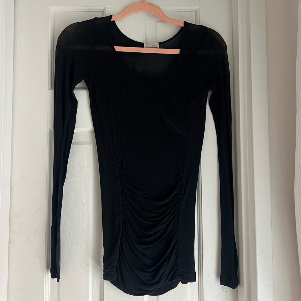Black Long Sleeve Ruched Top